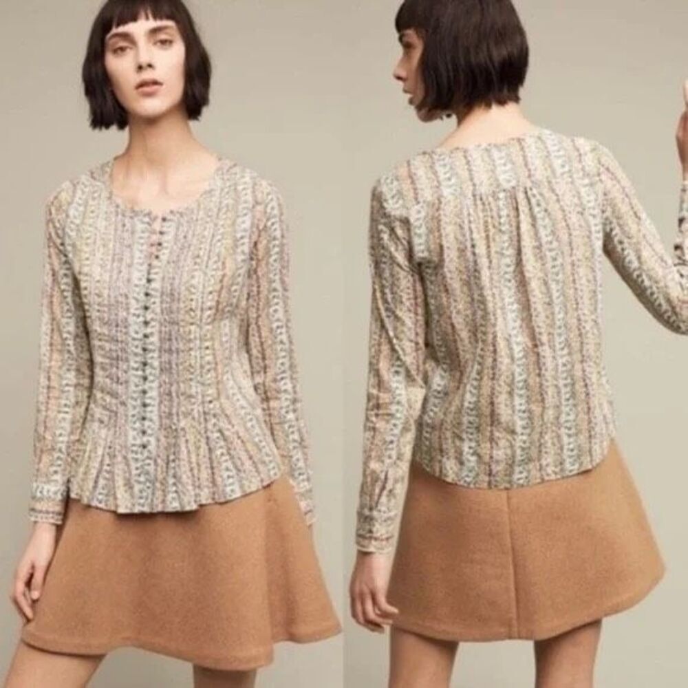 Anthropologie Maeve Gelise Pintuck Button Down Top in Floral Small